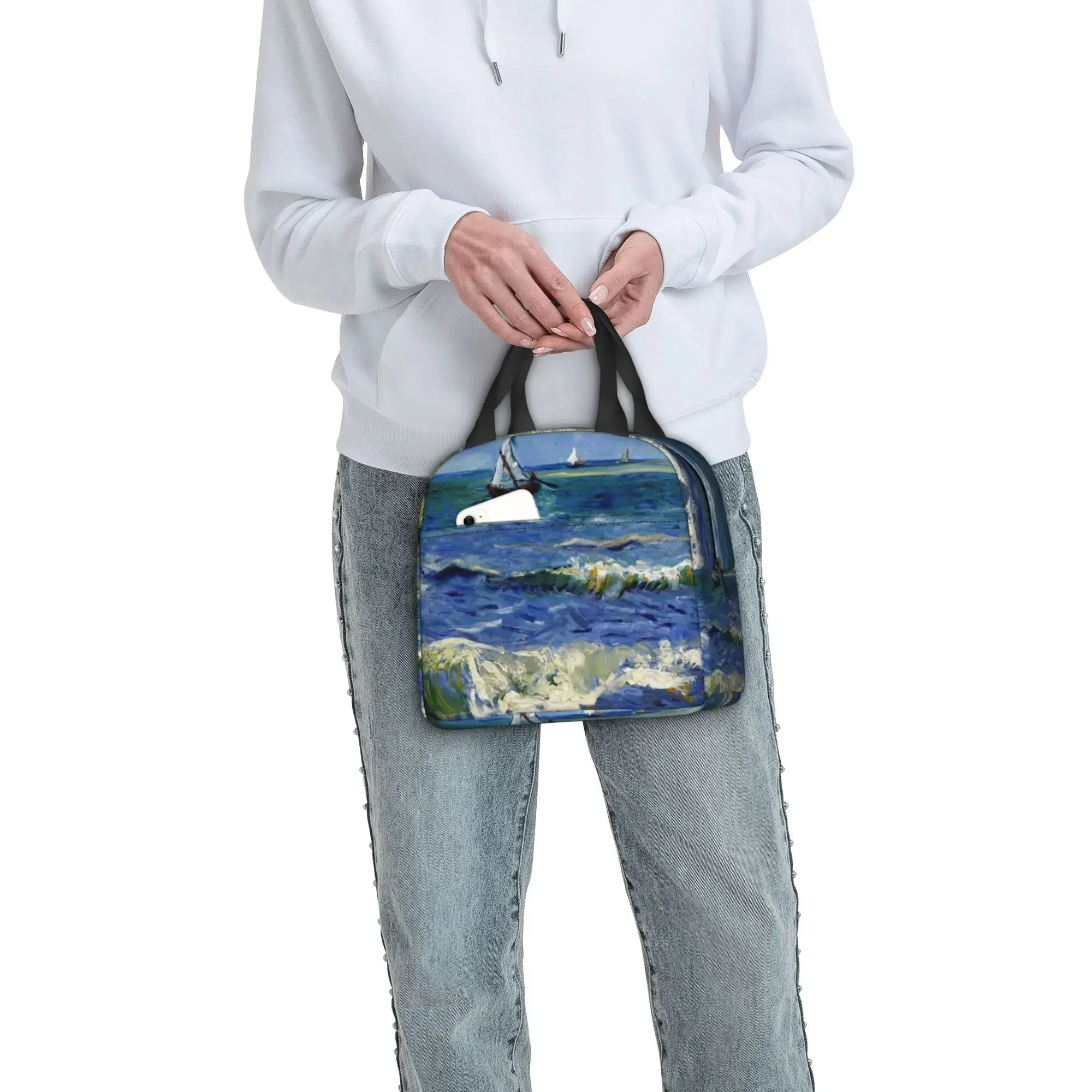 Vincent Van Gogh Thermal Insulated Lunch Bags Beach at Scheveningen in Stormy Weather Resuable Lunch Tote Work School Food Box