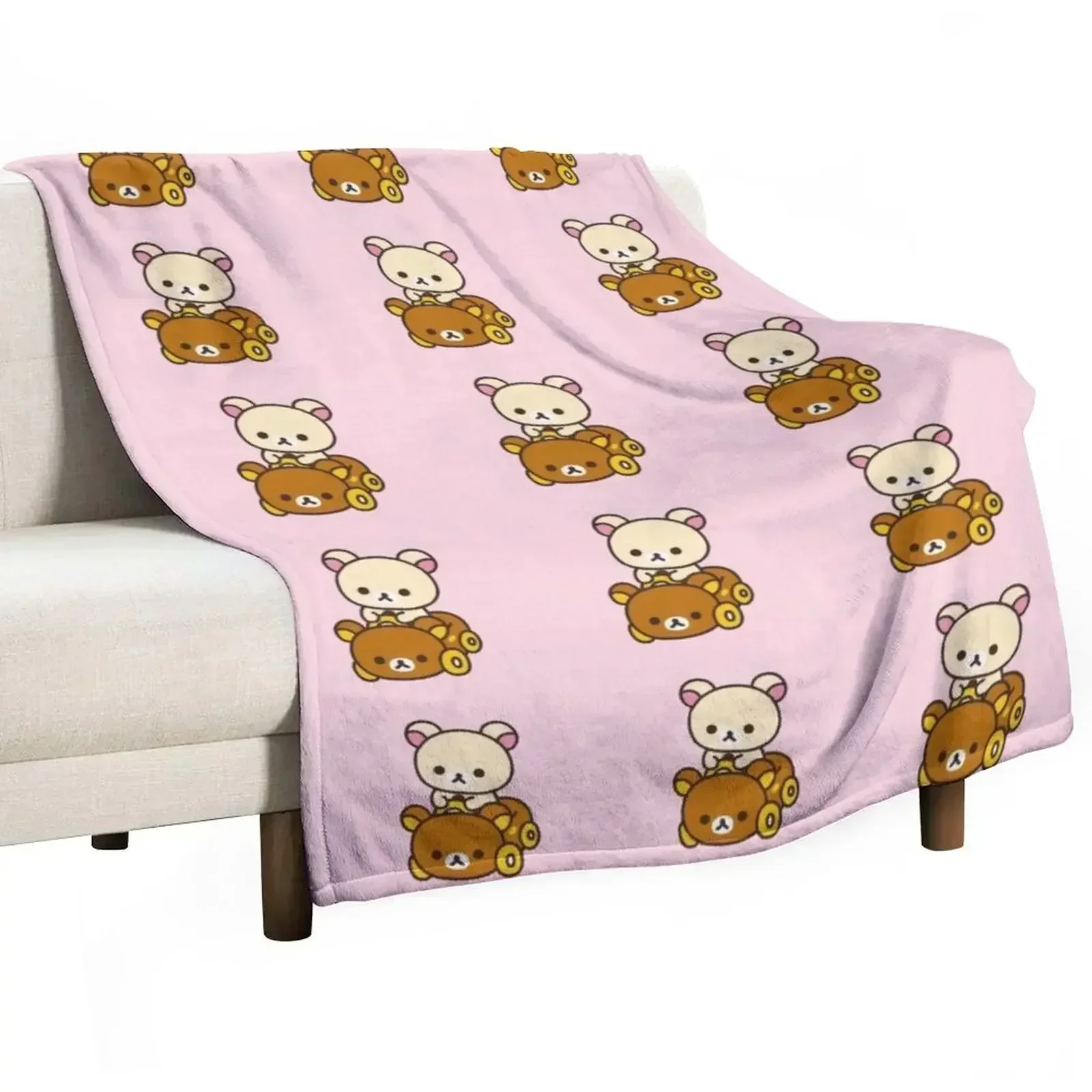 korilakkuma driving a Rilakkuma car Throw Blanket funny gift Multi-Purpose Flannel heavy to sleep for babies Blankets