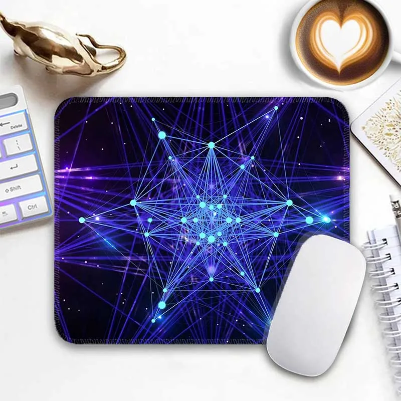 

Стандартный коврик для мыши Galaxy Lines, электрические линии Vibe, маленькие игровые геймерские коврики для мыши, нескользящий дорожный коврик для ПК с прошивкой по краям