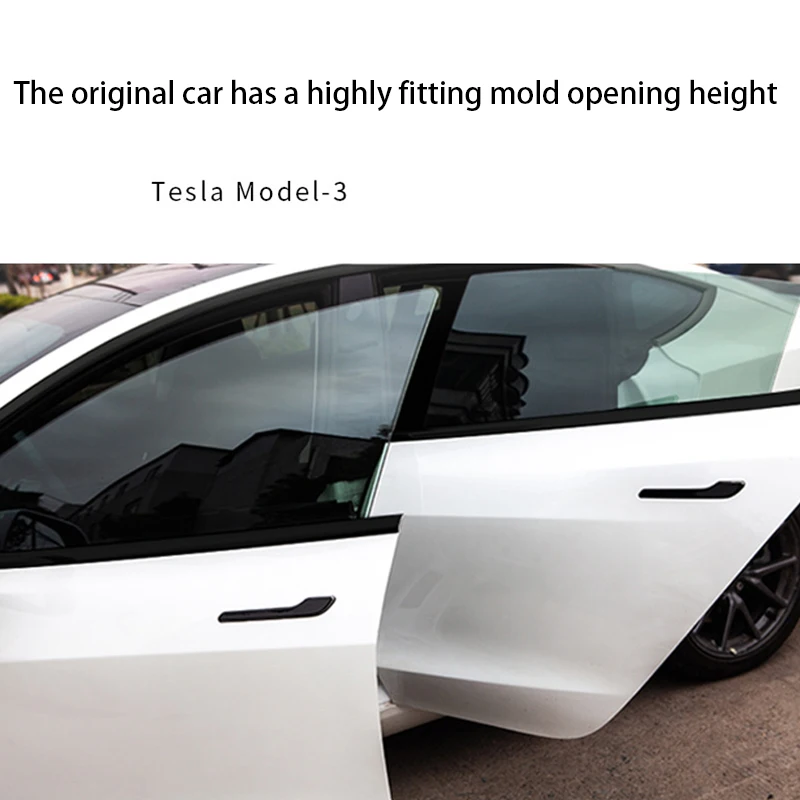 Car Window Frame Sticker for Tesla Model 3 Exterior Decoration Accessories PVC Door Handle Black Protector Trim Strips 2017-2020