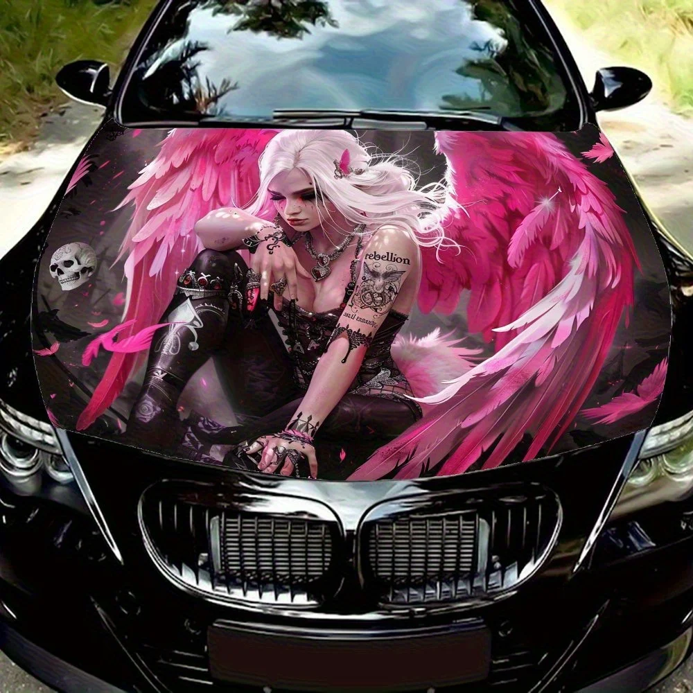 

Порошковое перо, серебряные волосы, ангел, капот автомобиля, цветная виниловая наклейка, графический капот для грузовика, автоаксессуары, украшение, наклейка, подарок