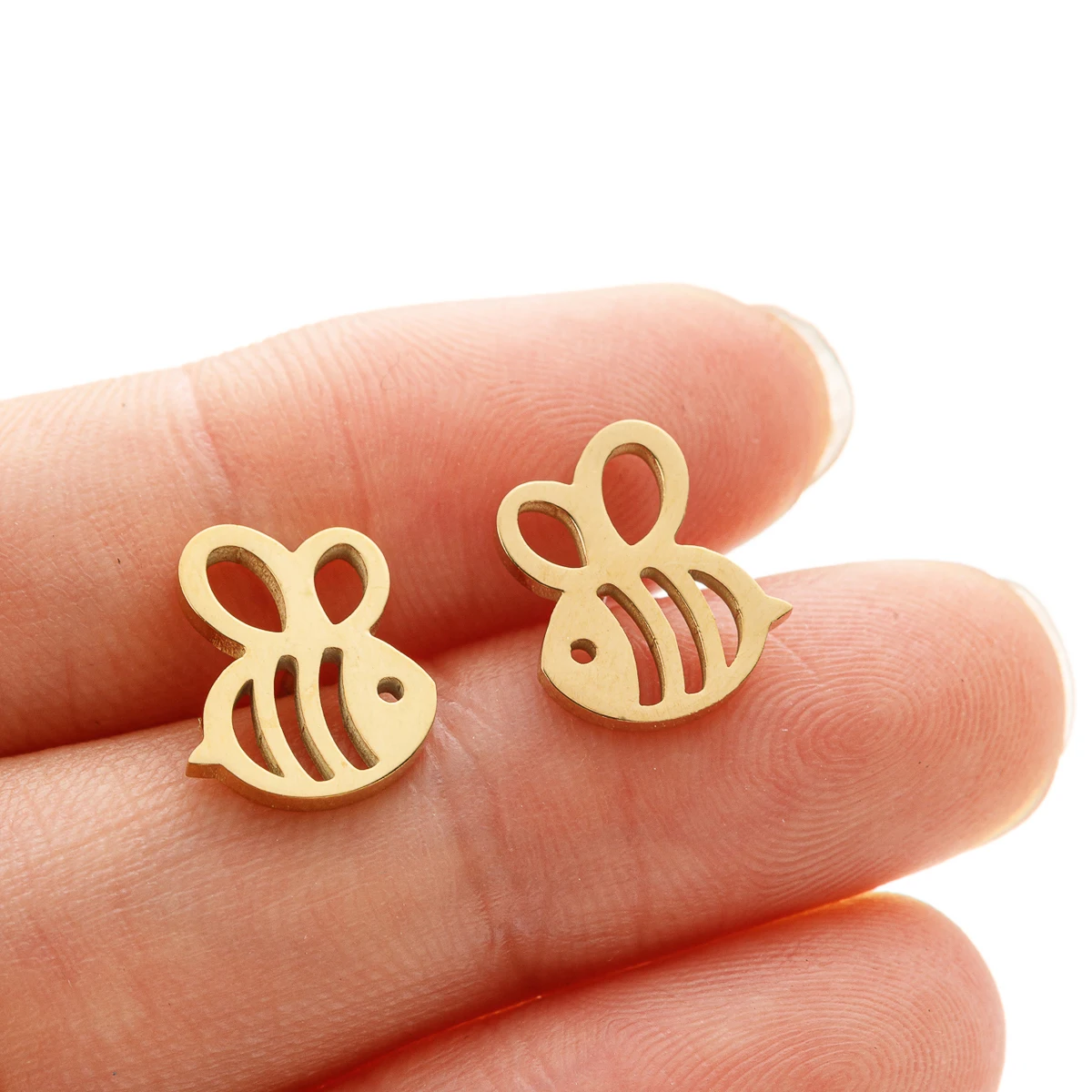 1Pair Small Bee Stud Earring Stainless Steel Mini Earrings For Women Girls Party Jewelry Gift