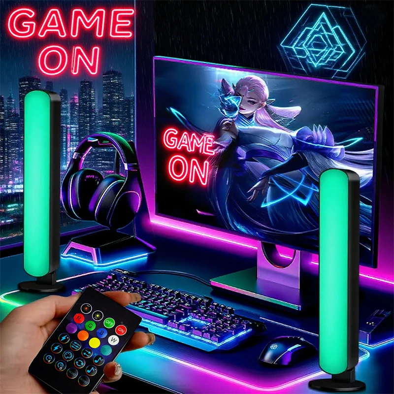 Bluetooth Smart USB LED Light Bar RGB Color Changing TV Backlight Remote Atmosphere Light Strip Music Rhythm Ambient Pickup Lamp