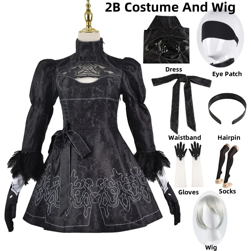 Nier AutomMiCosplay Costume pour femme, tenue sexy, jeux imbibés, ply Play Costumes pour filles, fête d'Halloween, robe de paupières, SARL ha 2B