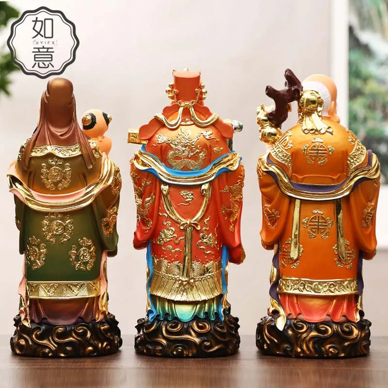 A SET 3PCS # 38cm large Southeast Asia HOME SHOP efficacious Fu Lu Shou Gods bless FENG SHUI statue Good luck safe money