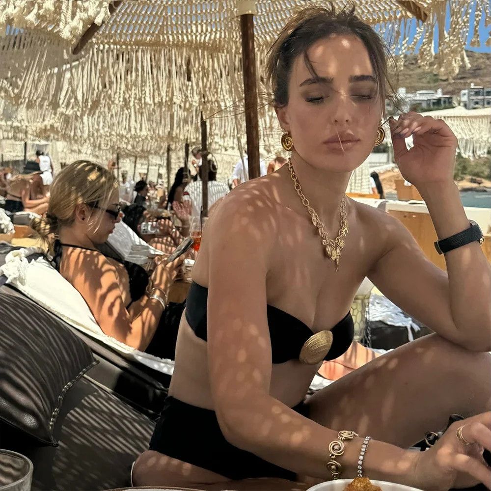 Black Bikini Swimwear Women High Waist Swimsuit Bandeau Bikini Set High Cut Swimwear biquini High Waist Beach Wear Swim