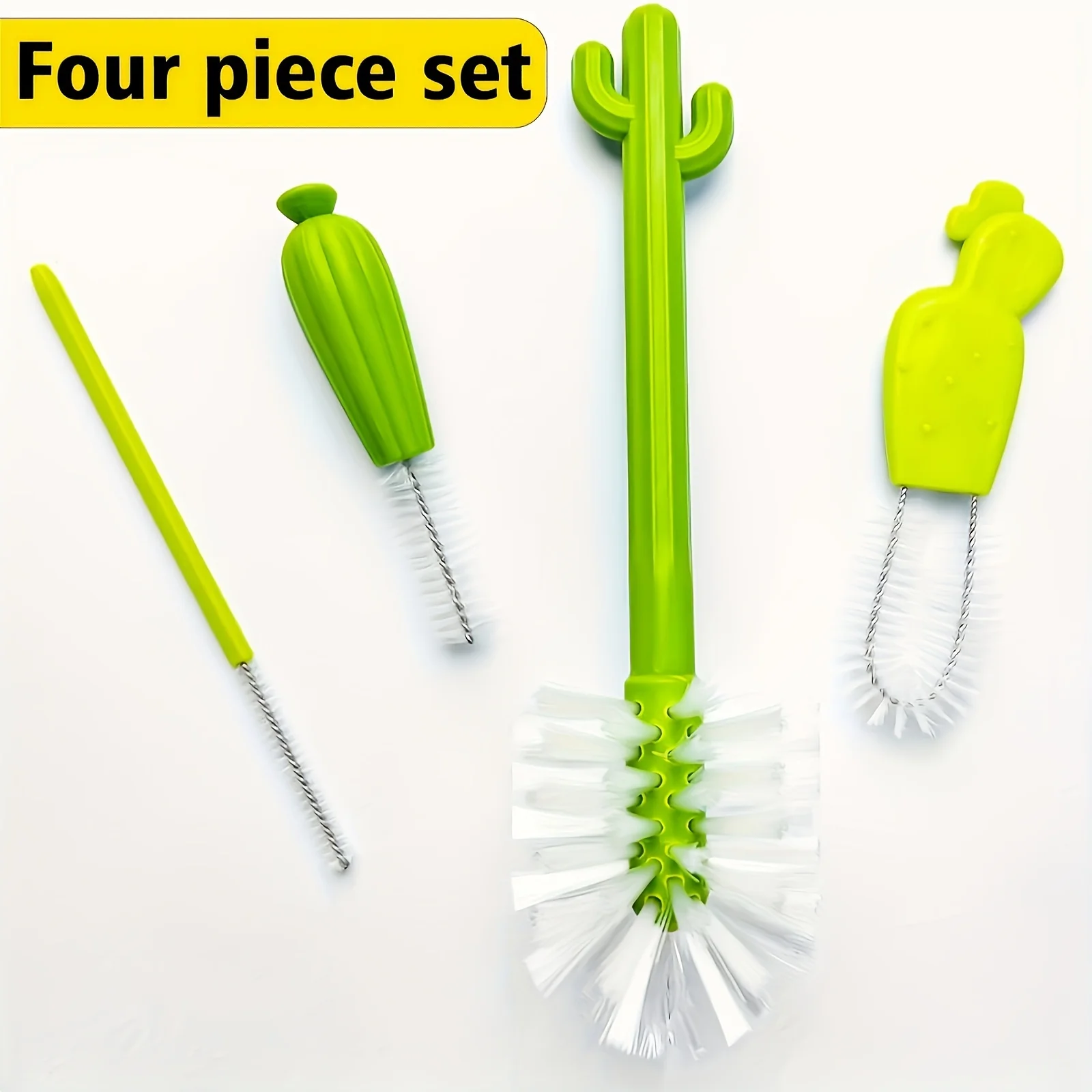 Cactus Cleaning Brush Set For Cup And Straws, Cup Brush, Bottle Cleaning Brush, Stain Removal Brush, Cup Lid Brush, No Dead Corn