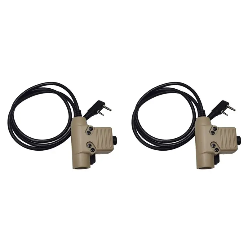 JABS-2X New U94 PTT Cable Plug Adapter For Baofeng UV-5R UV-S9 Plus UV-82 AR-152 UV-10R Walkie Talkie Two Way Radio Brown