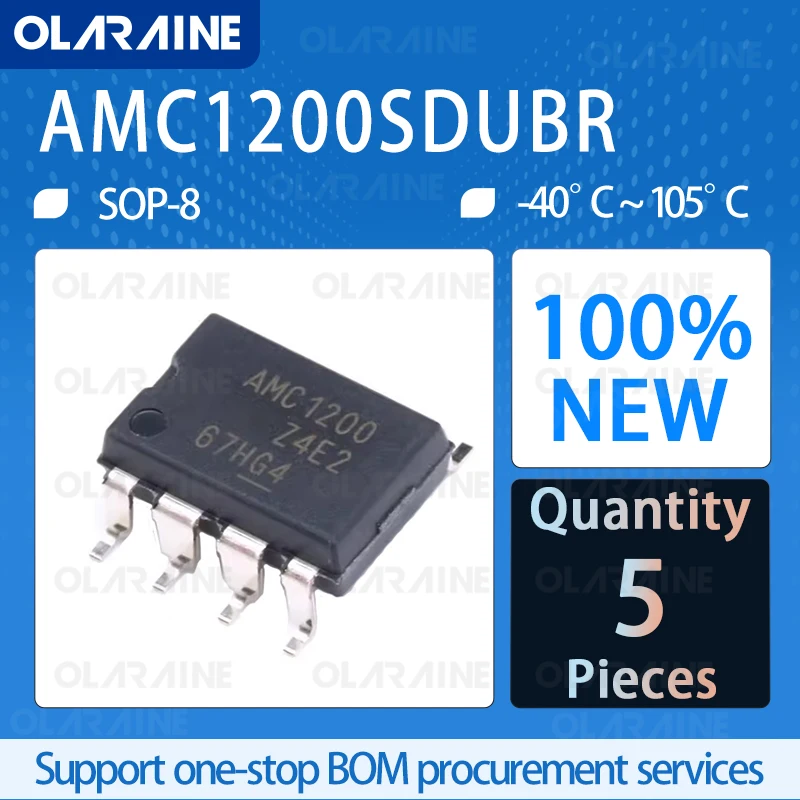 5Pcs AMC1200SDUBR 100%New Original SOP-8 Isolation amplifiers Insulation voltage 4000 Vrms dB bandwidth 100 kHz IC chip