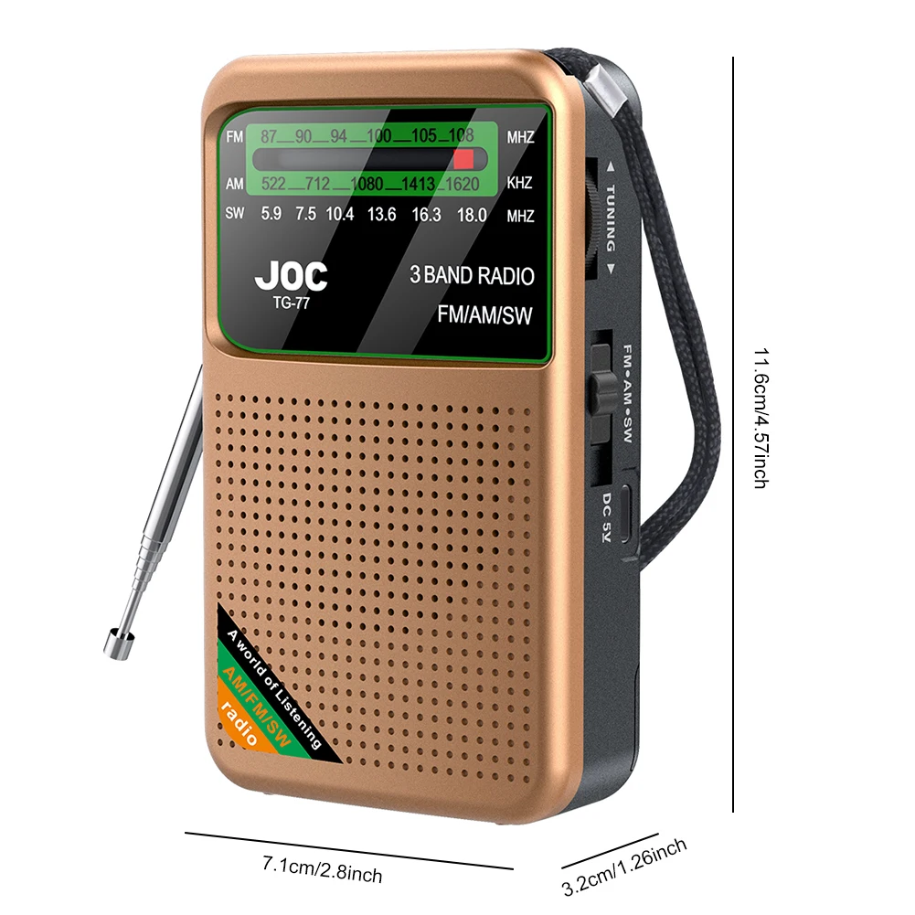 راديو الجيب في حالات الطوارئ FM AM SW راديو مدمج مكبر صوت ترانزستور راديو Type-C مشغل راديو قابل لإعادة الشحن للمشي المنزلي كبار
