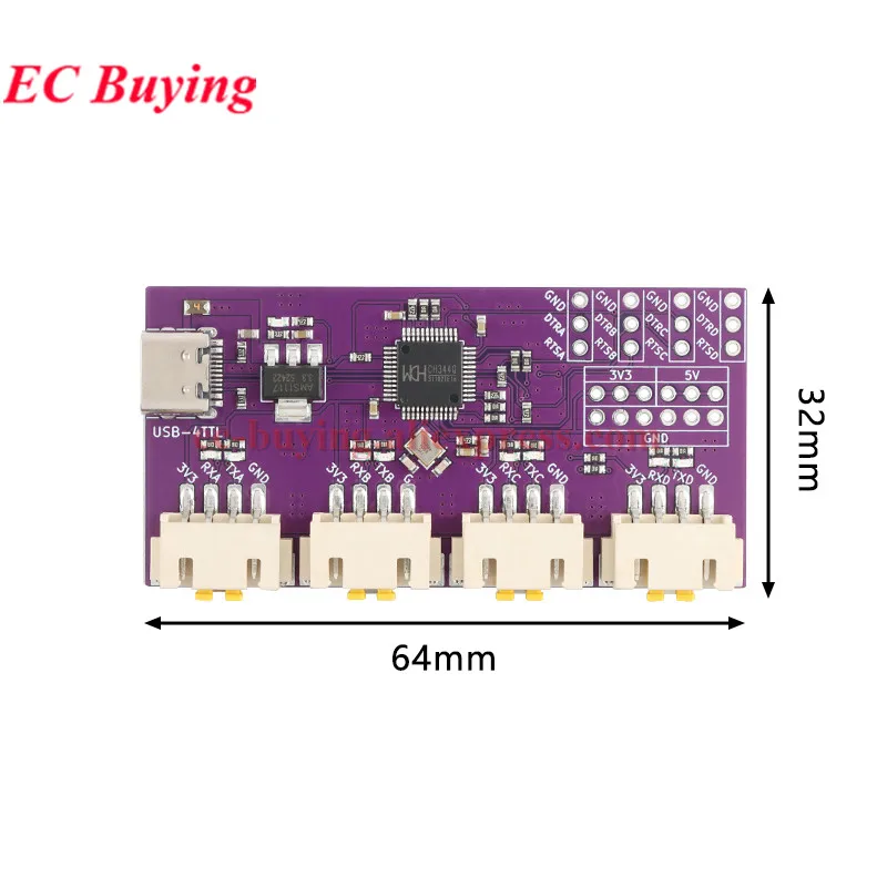 FT4232 4-channel USB to TTL Serial Port FT4232HL Module 12Mbps Development Board 5V Multiple Serial Port Communication 6Mbps