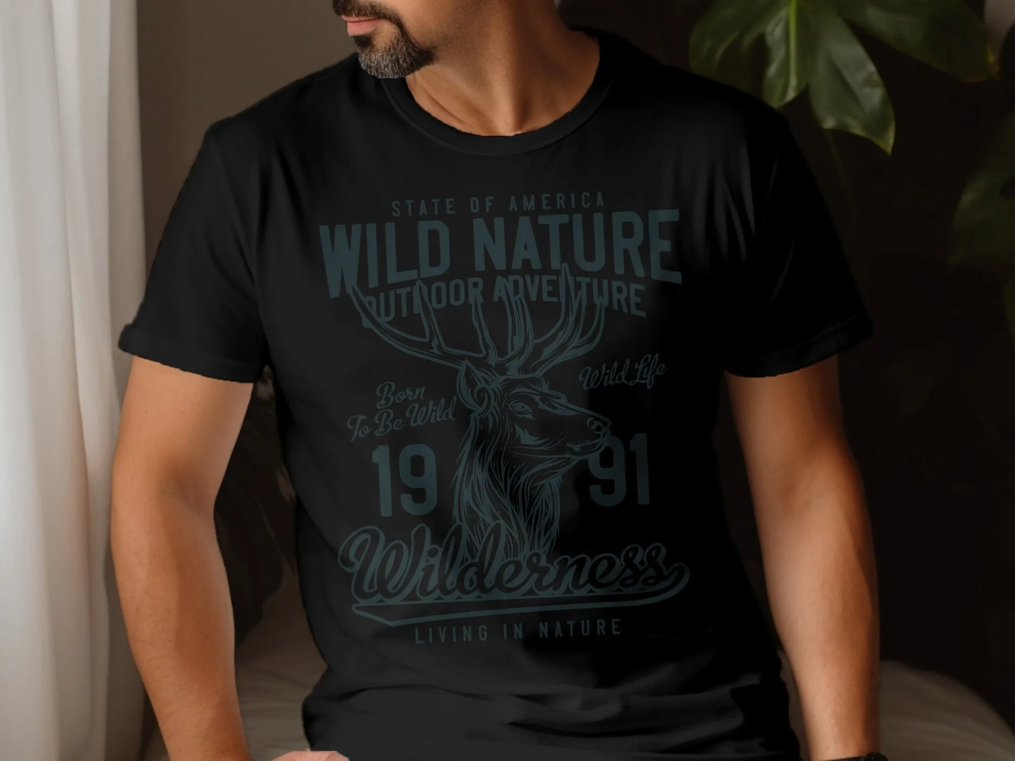 Vintage Wilderness Elk T Shirt Outdoor Adventure Nature Wildlife 1991 Design Cotton