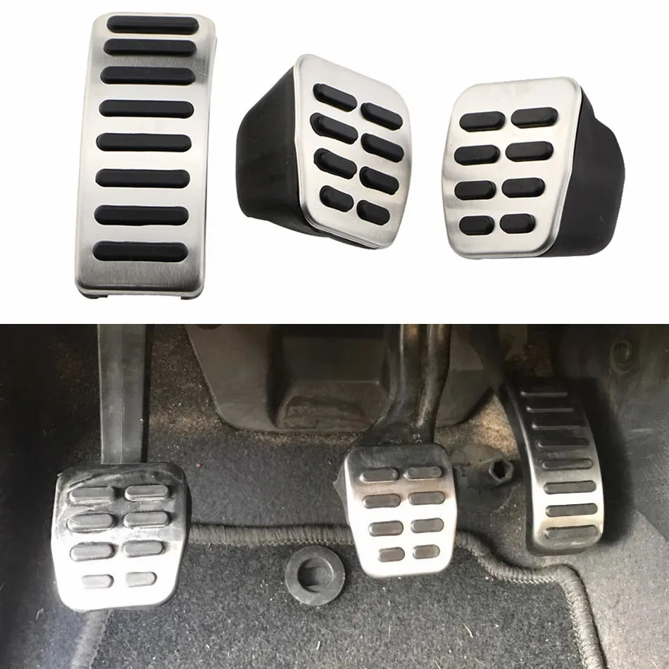 Cubierta de pedal de acero inoxidable para coche, almohadillas de freno de Gas de embrague para Skoda Fabia Volkswagen VW Ibiza 6K 6L 6J Polo 9N 6R