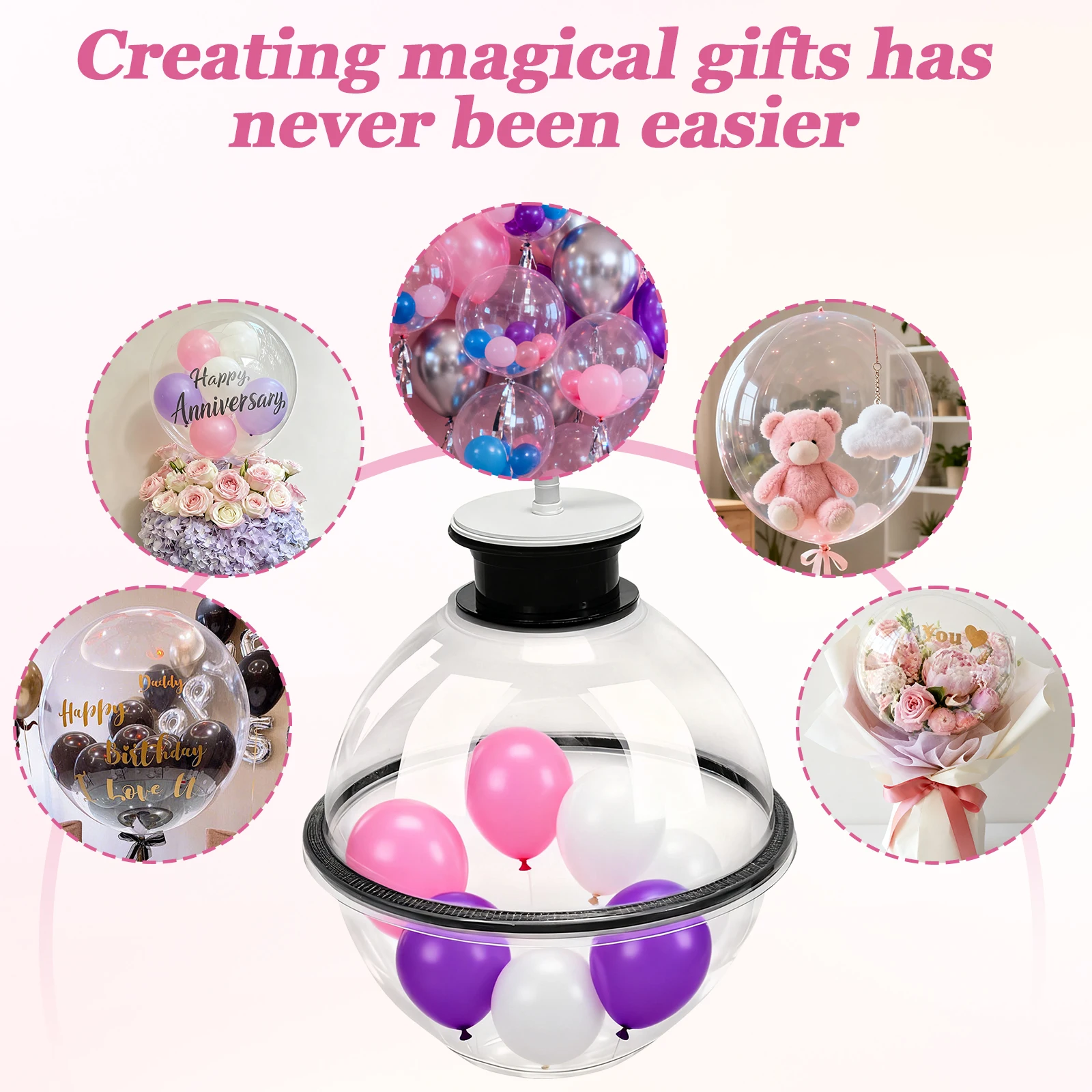 Confezionatrice regalo con pompa ad aria espansore Kit di riempimento palloncini Espansore palloncino per regali Decorazione Festa di nozze Natale