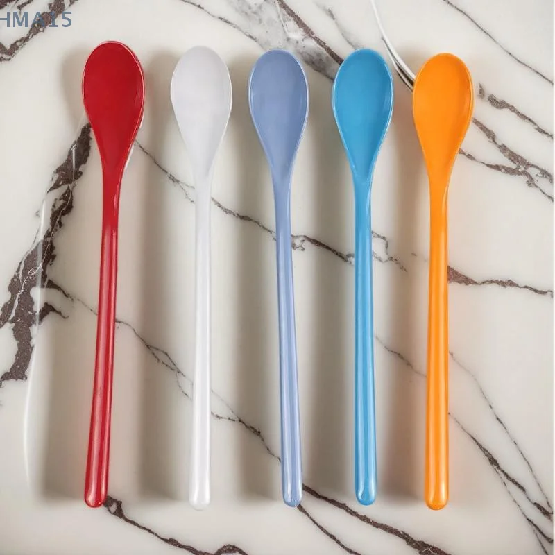 Candy Farbe Kunststoff Langen Griff Dessert Löffel Abendessen Tee Löffel Geschirr Besteck Rühren Kaffee Küche Scoops Suppe