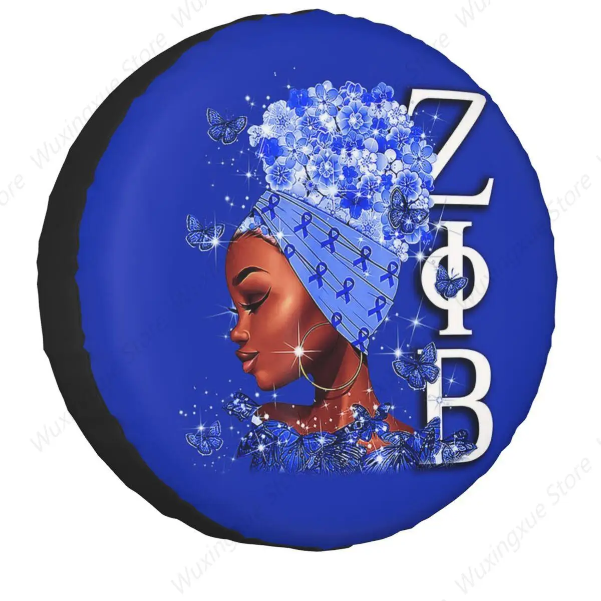 

Zeta Phi Beta Woman Spare Tire Cover for Jeep Hummer Custom ZOB Greek Letter 1920 Waterproof Car Wheel Covers 14" 15" 16" 17"
