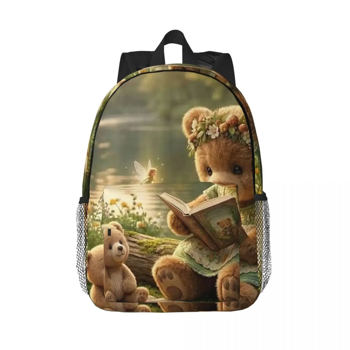 Bear Read Books In Forest Backpack Daypack Large Capacity Boys Girls BookBag Shoulder Bags for Men Women Children School Bag