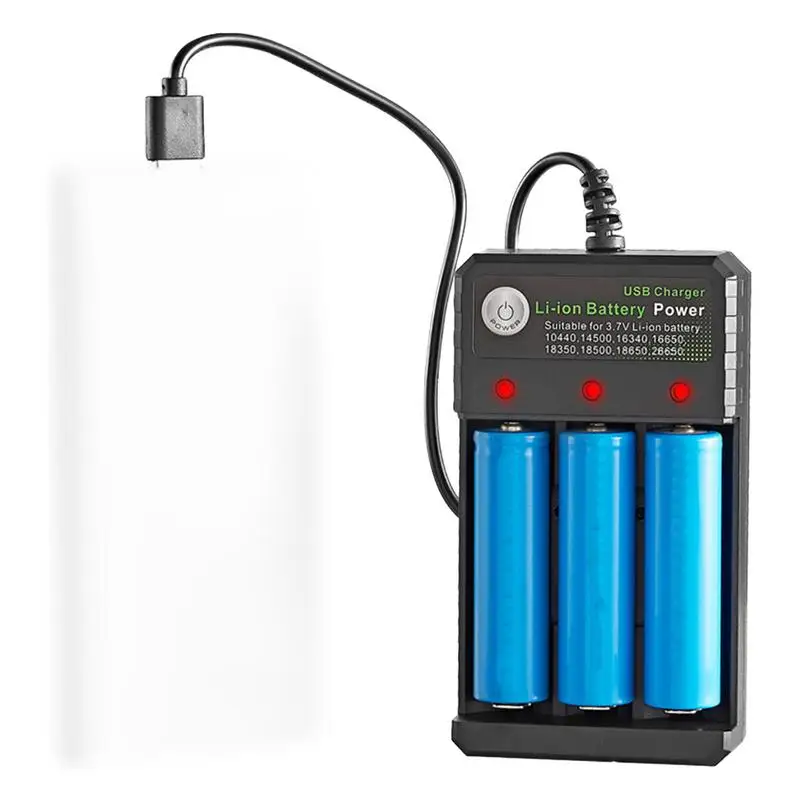 18650 Li-ion Battery Charger 3 Slots For 18500 Charging 3.7V Rechargeable Charge For 18350