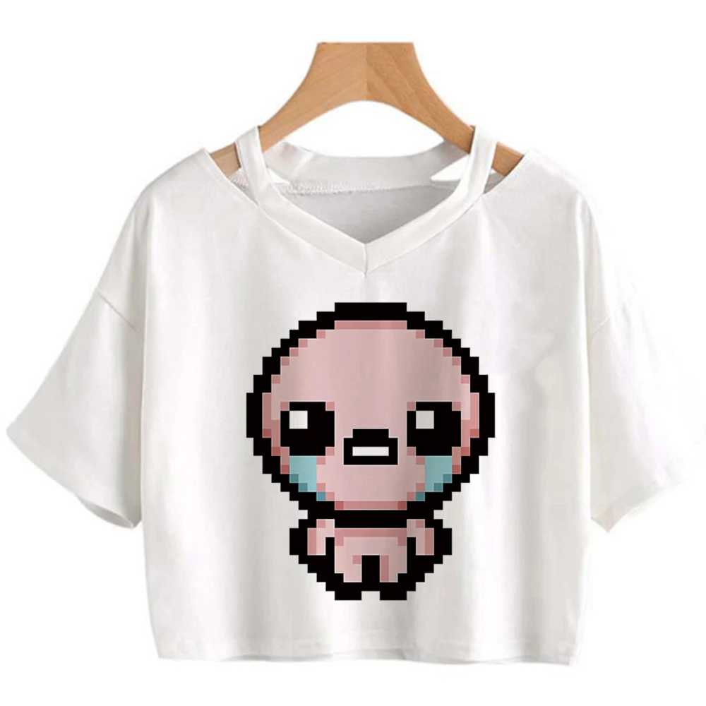 the Binding of Isaac cropped top girl gyaru 2000s japanese streetwear vintage top tees goth streetwear anime harajuku gothic