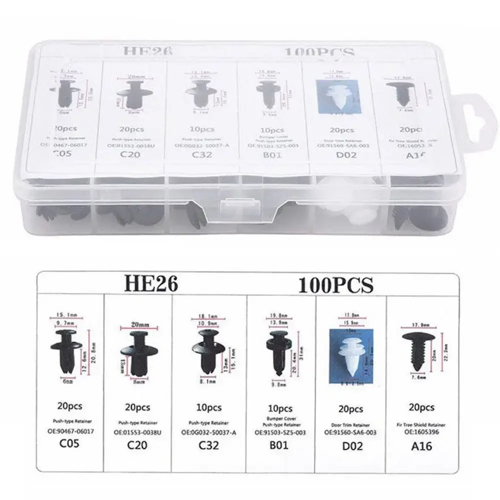 635 Car Plastic Fastener Clips Set with Box Mixed Auto Body Push Retainer Pin Rivet Bumper Door Trim Panel Fastener Clip Kit