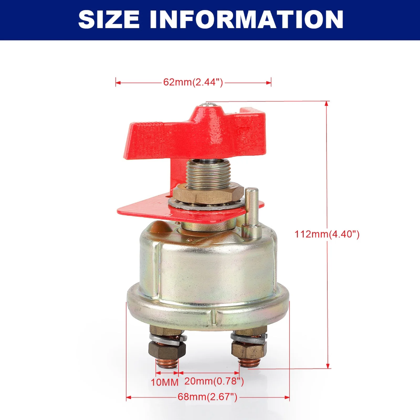 300A Cut Off Rotating Isolator Switch with Keyhole 12V-24V Heavy Duty Marine Rotary Battery Switch for Camper Boat Truck RV Car