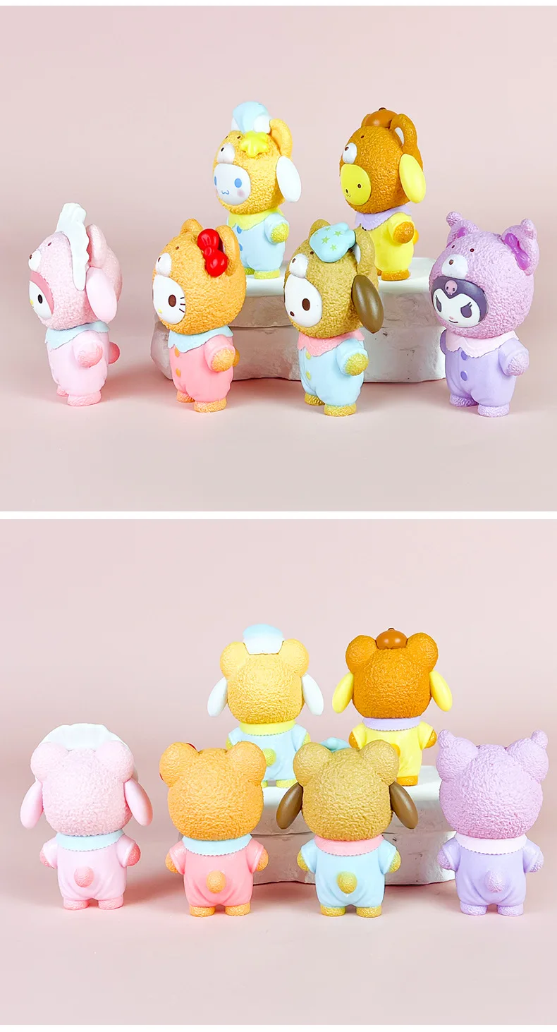 Anime Figuur Sanrio Blind Box Latte Familie Kulomie Melodie Pacha Hond Tide Speelmodel Meisje Hart