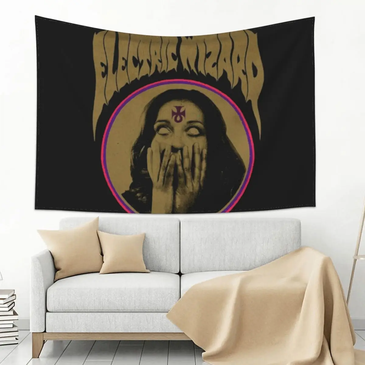 

ELECTRIC WIZARD Essential T-Shirt Tapestry Bedroom Decoration Home Supplies Aesthetic Room Decor Korean Tapestry