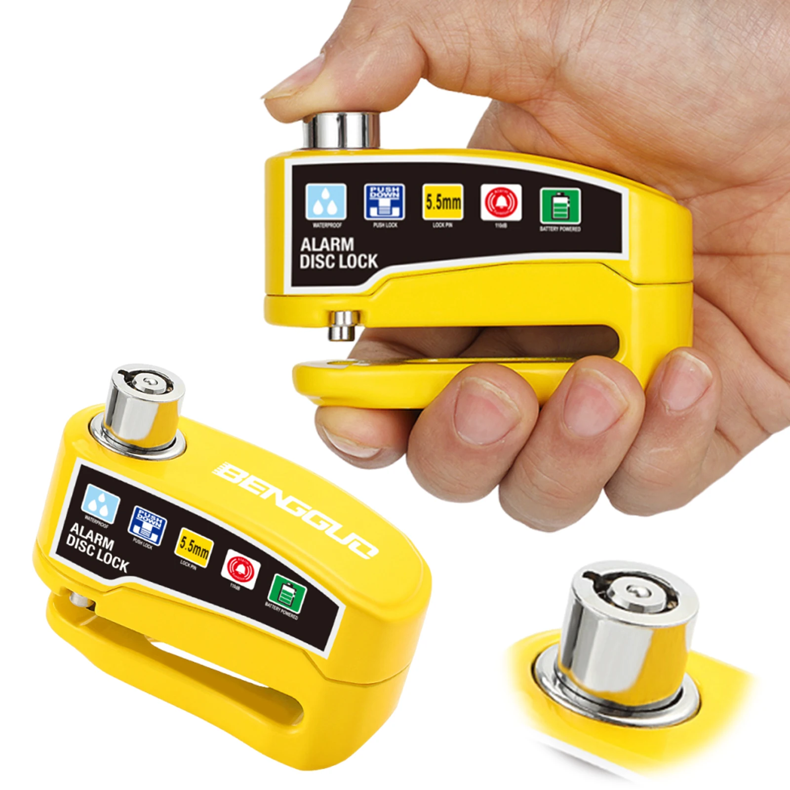 Motorcycle Bicycle Disc Lock Security Alarm Protection Padlock with Keys Aluminum Alloy Anti-theft Scooter Wheel Disc Brake Lock view 6