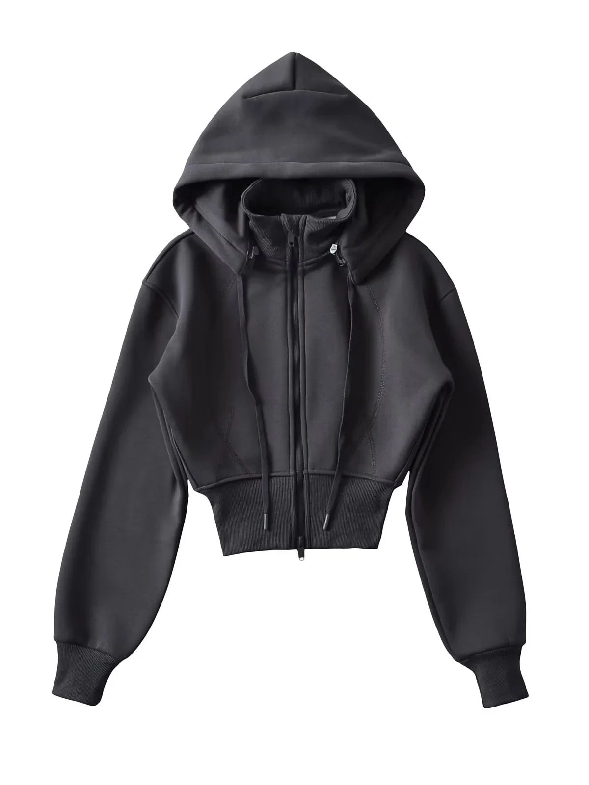 Suda Corta con Capucha Estilo Americano, Forro Polar, Chaqueta Ajustable en la Cintura para Mujer, Ropa Deportiva de Colo...