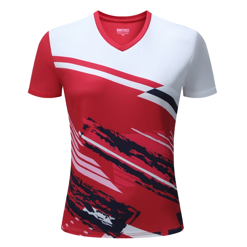 Camisetas de bádminton estampadas para mujer, camiseta de voleibol de Ping Pong y tenis de poliéster transpirable de manga corta de secado rápido para gimnasio y ocio