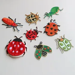 Fashion Ladybug beetle insect patches for clothing phone case sticker DIY small decorative cute embroidery appliques badges