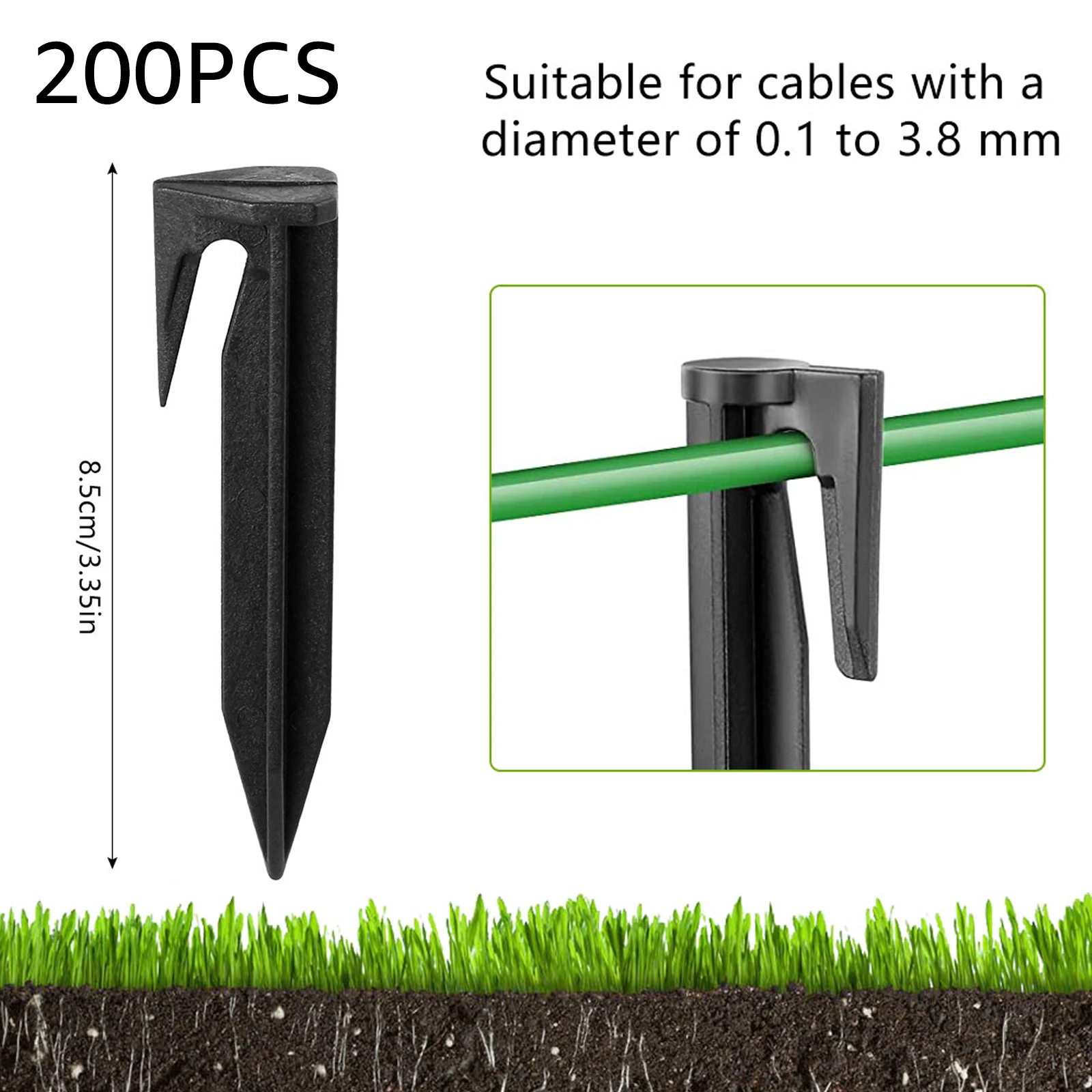 200/100pcs Ground Pegs Ground Anchors Plastic Ground Hooks Boundary Wire Ground Spikes Hooks Nails for Robotic Lawnmowers, Bound