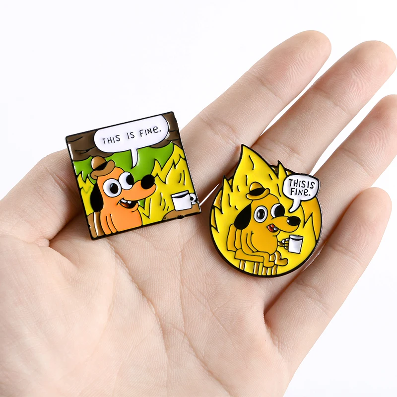 Dog Enamel Pin Meme Cartoon Comic Animal Jewelry badges Brooches Pins For Friends