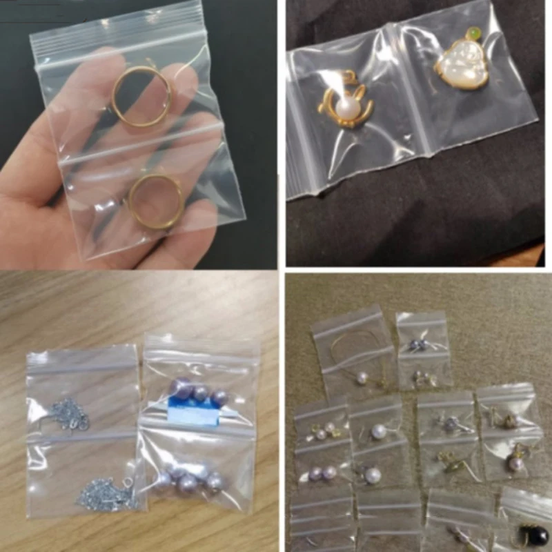 TETP 200Pcs Transparent Double Pocket Ziplock Bags Home Travel For Pearls Jewels Ring Packaging Decoration Accessory Storage