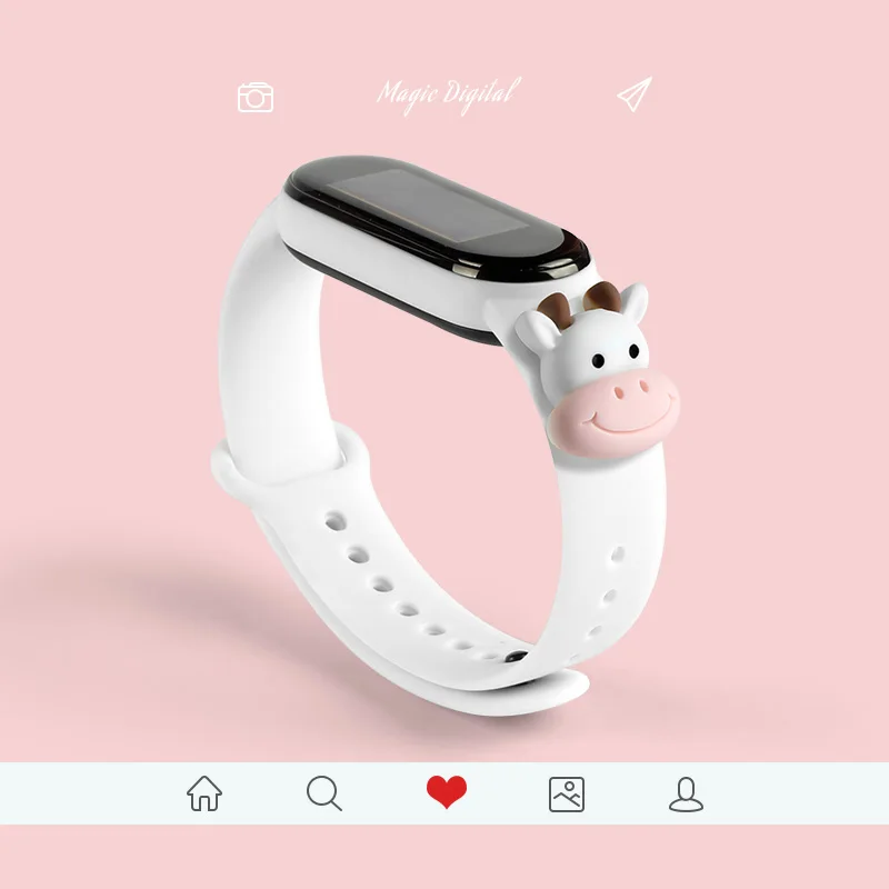 For Mi Band 7 Strap Doll Patch Silicone Strap Smart Bracelet Belt Cute Replacement For Mi band 7 6 5 4 3 Strap Wristband