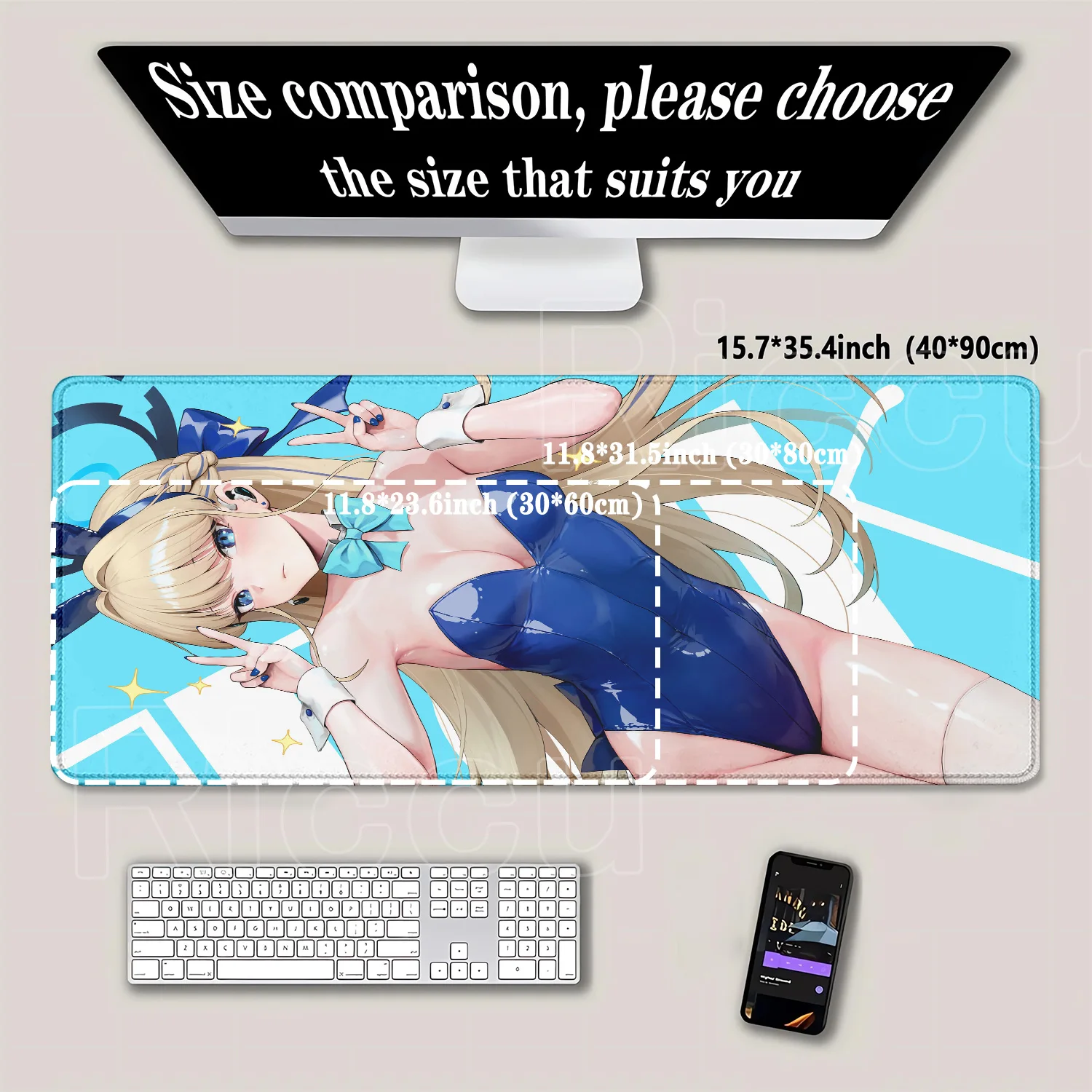HD Hentai peripherals Blue Archive Asuma Toki Mouse Pad Gamer Japan Desk Cabinet Keyboard Gaming Mats Large Mause Pad E-Sports