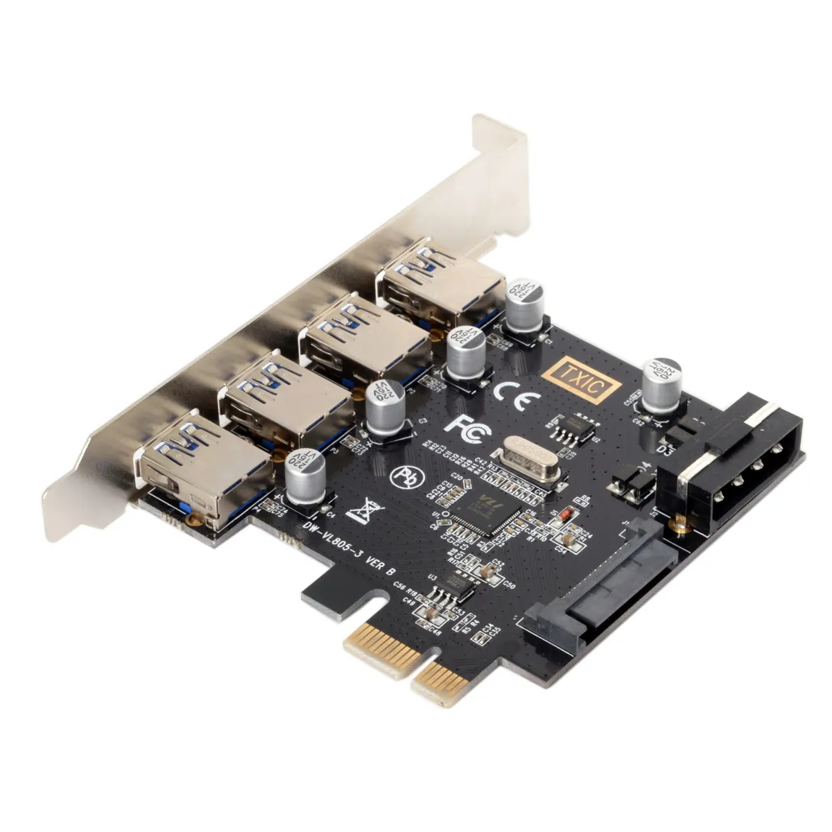 Cablecc USB 3.0 HUB à 4 Ports PCI-E PCI Express 6 000 Cartes 5Gbps pour Carte Mère
