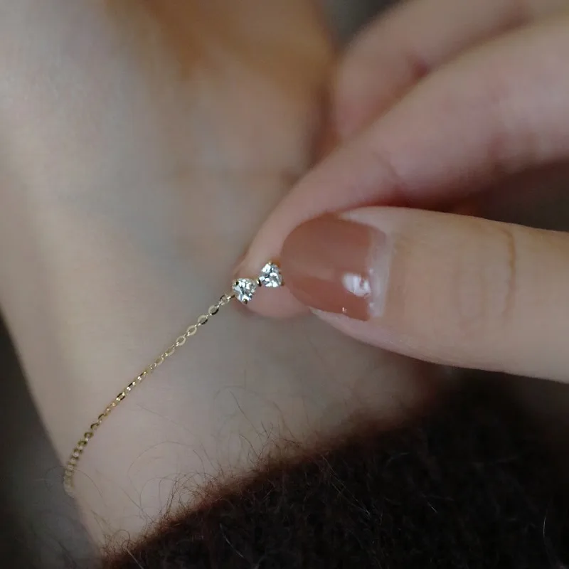 925 prata esterlina chapeado 14k ouro brilhante zircão arco pulseira para feminino temperamento coreano requintado pulso jóias presente