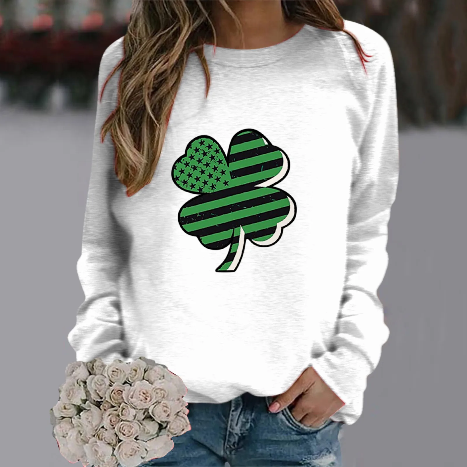 3.17 Feliz Día de San Patricio sudadera de manga larga para mujer Festival de Irlanda trébol estampado jerseys Tops Lucky Bless