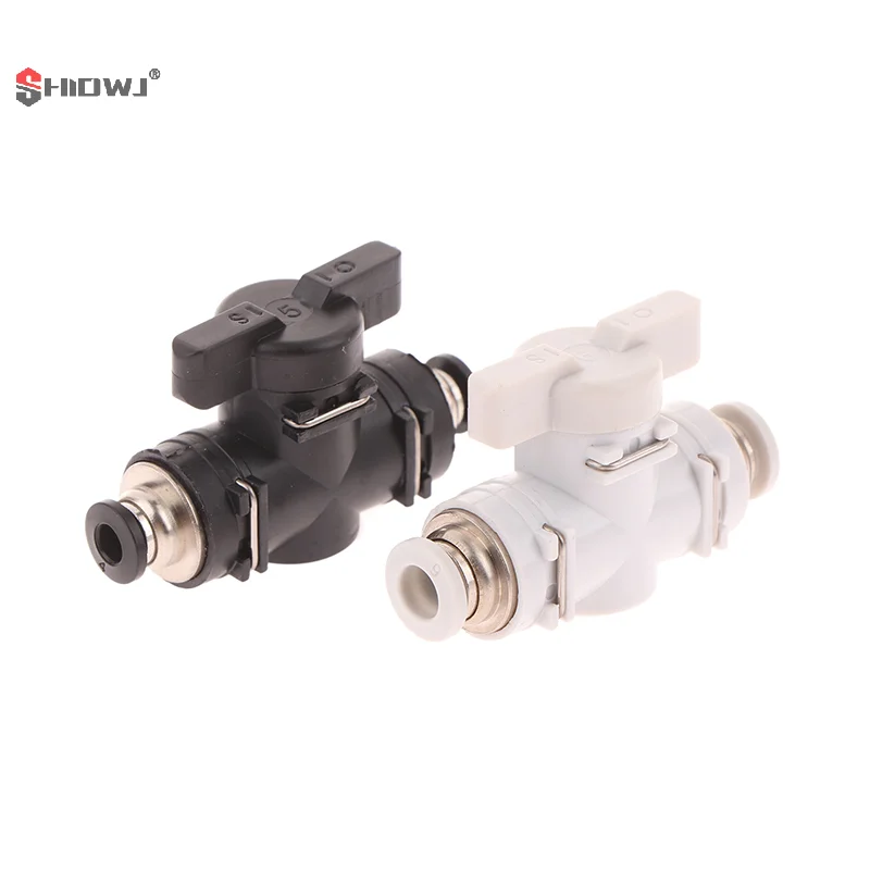 BUC 4mm 6mm 8mm 10mm 12mm Black Pneumatic Push In Quick Joint Connector Hand Valve To Turn Switch Manual Ball Current Limiting