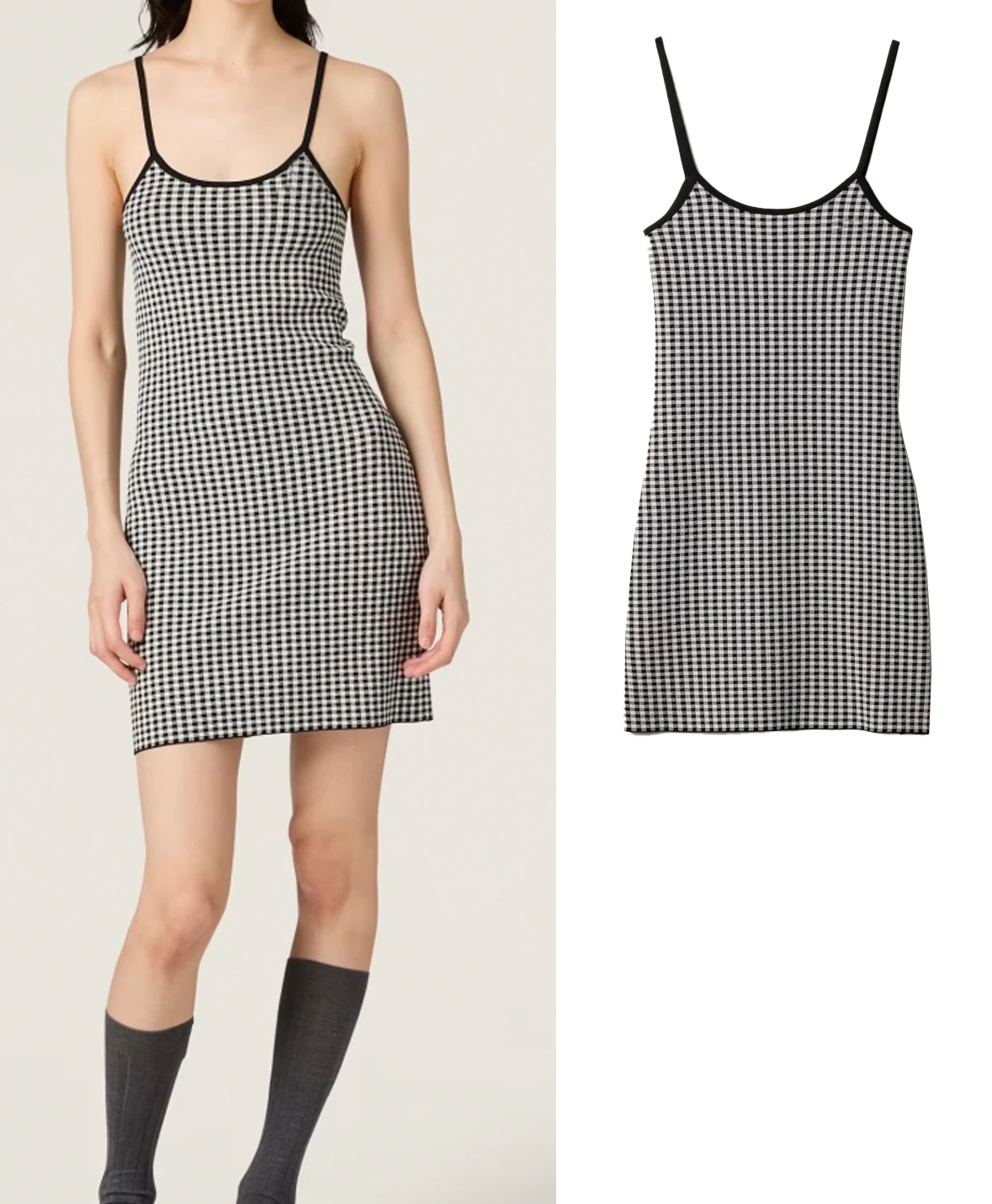 

FWRD Black And White Plaid Suspender Skirt Womens Slim Black And White Plaid Suspender Skirt #FWRD0099