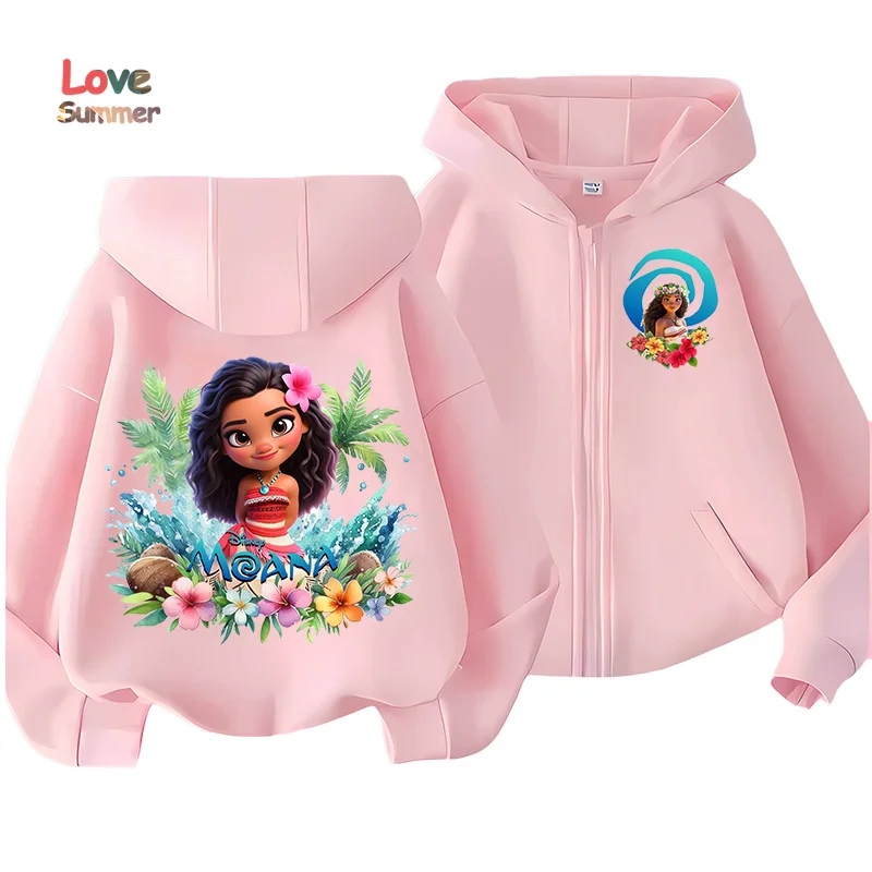 سترة ديزني موانا 2 للأطفال معطف فتاة أنيمي الكرتون المطبوعة سترة واقية مقنعين الموضة العصرية Kawaii ملابس أطفال هدية