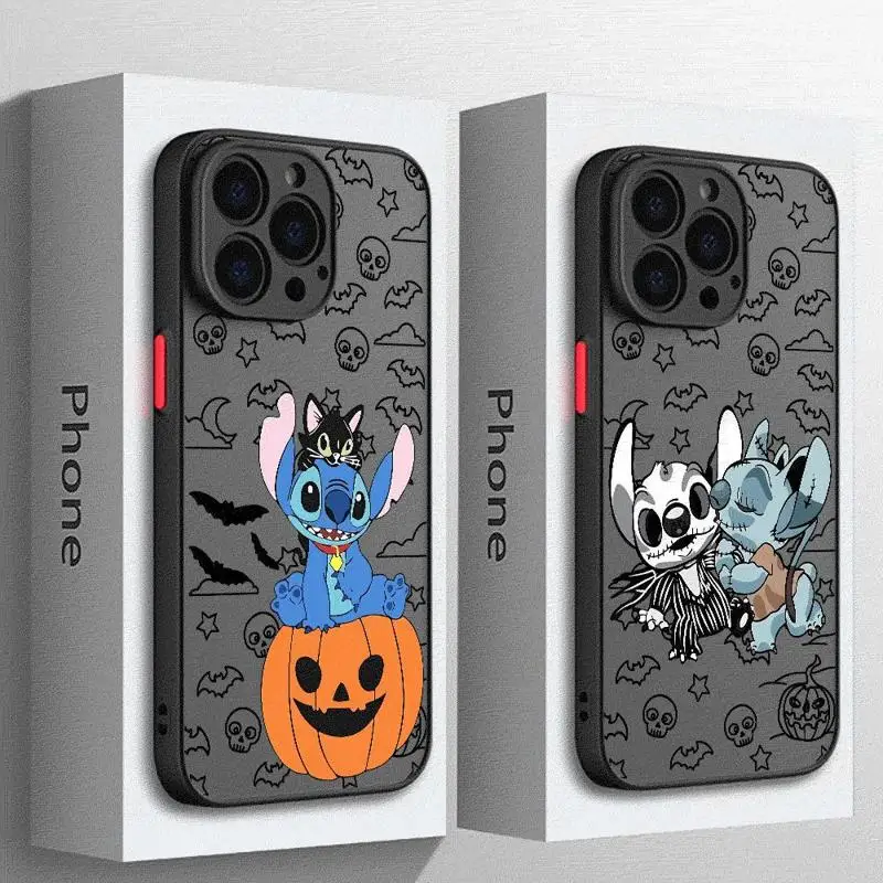 Disney Stitch Halloween Pumpkin Case For Samsung A73 A72 A71 A53 A52 A51 A42 A33 A32 A31 A30 A23 A22 A14 A13 A12 5G Matte Capa