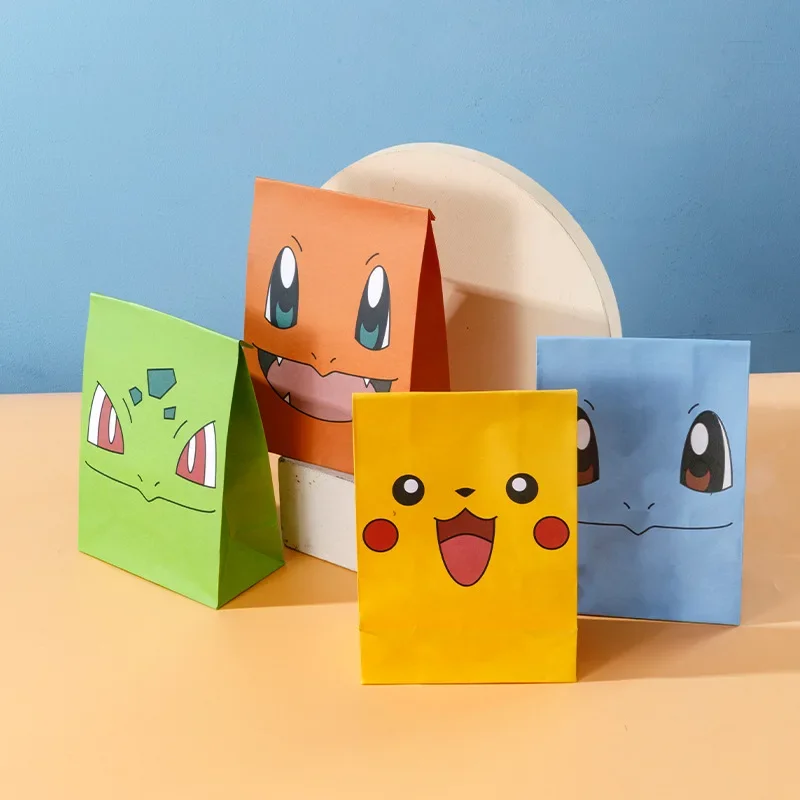 10 szt. Nowy Pikachu Pokemon Charmander dekoracje na przyjęcie urodzinowe torba na prezent z papieru z przekąskami