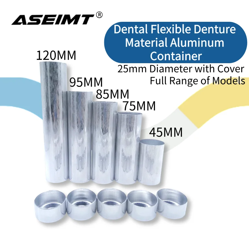 

25.5mm Diameter Aluminum Empty Cartridges with Cover 50 PCS for Dental Lab Flexible Use