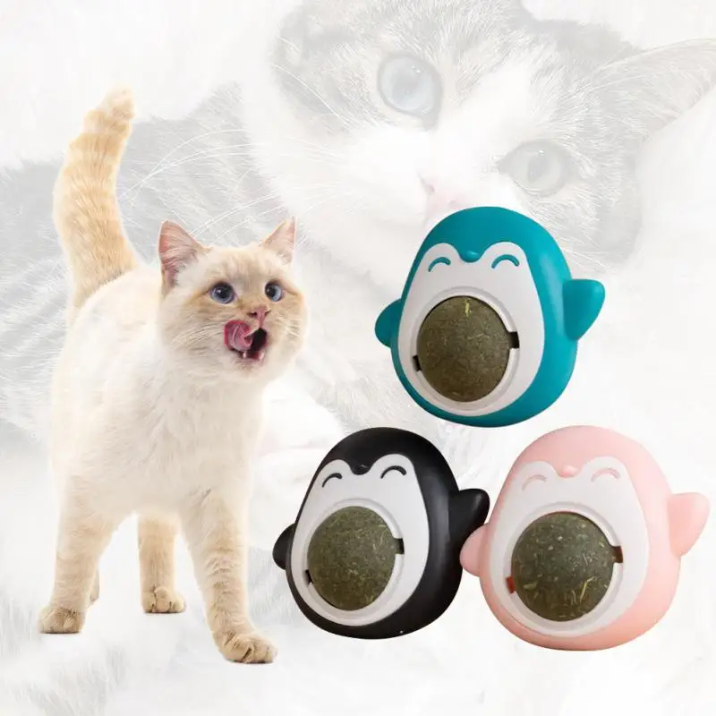 Cat Mint Toys Catnip Balls Grinding Teeth Mint Ball Edible Safety Healthy Snack Rotatable Wall Stick-on Toy Pet Cat Accessories