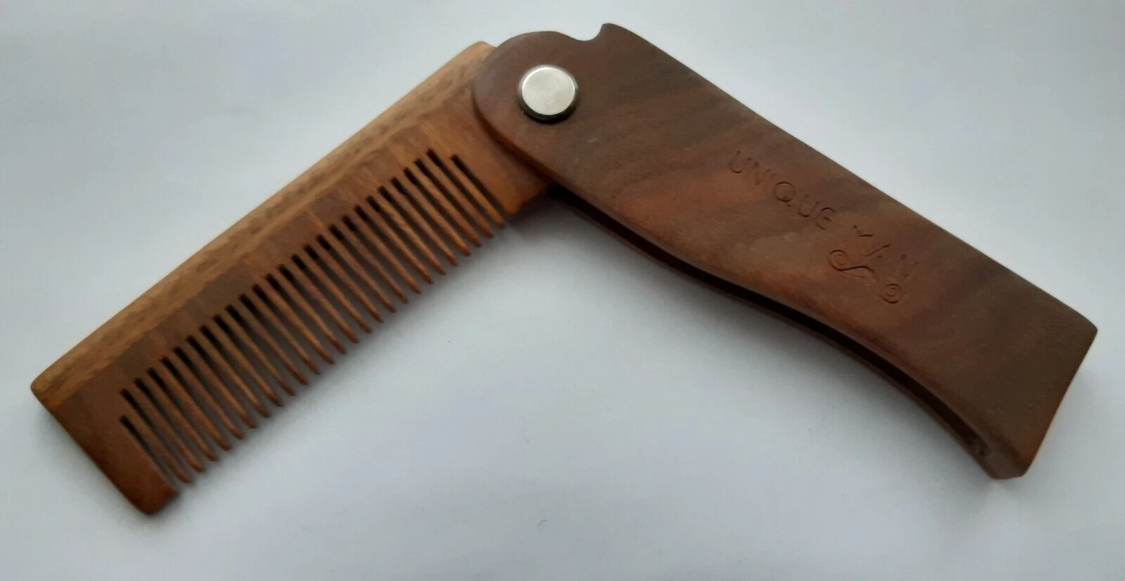Bild 5: Einfache Männer Taschenkamm Klapp Sandale Holz Reise Bart Schnurrbart Frisur Pflege Werkzeuge Geschenke
