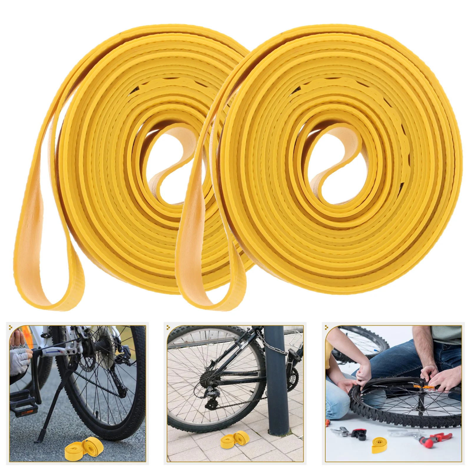 

2pcs Bike Tire Liner Bicycle Inner Tube Flat Protectors Durable Punctureproof Yellow Easy Install Road Mountain Bike Wheel