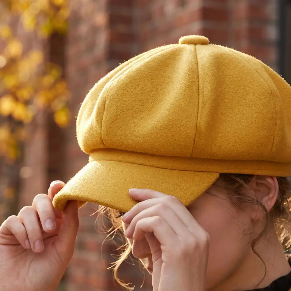 Stylish Fall Peaked Cap Winter Wool Newsboy Hat Vintage Baker Cabbie Cap Warm Pageboy Beret for Fall Street Style Women Wool