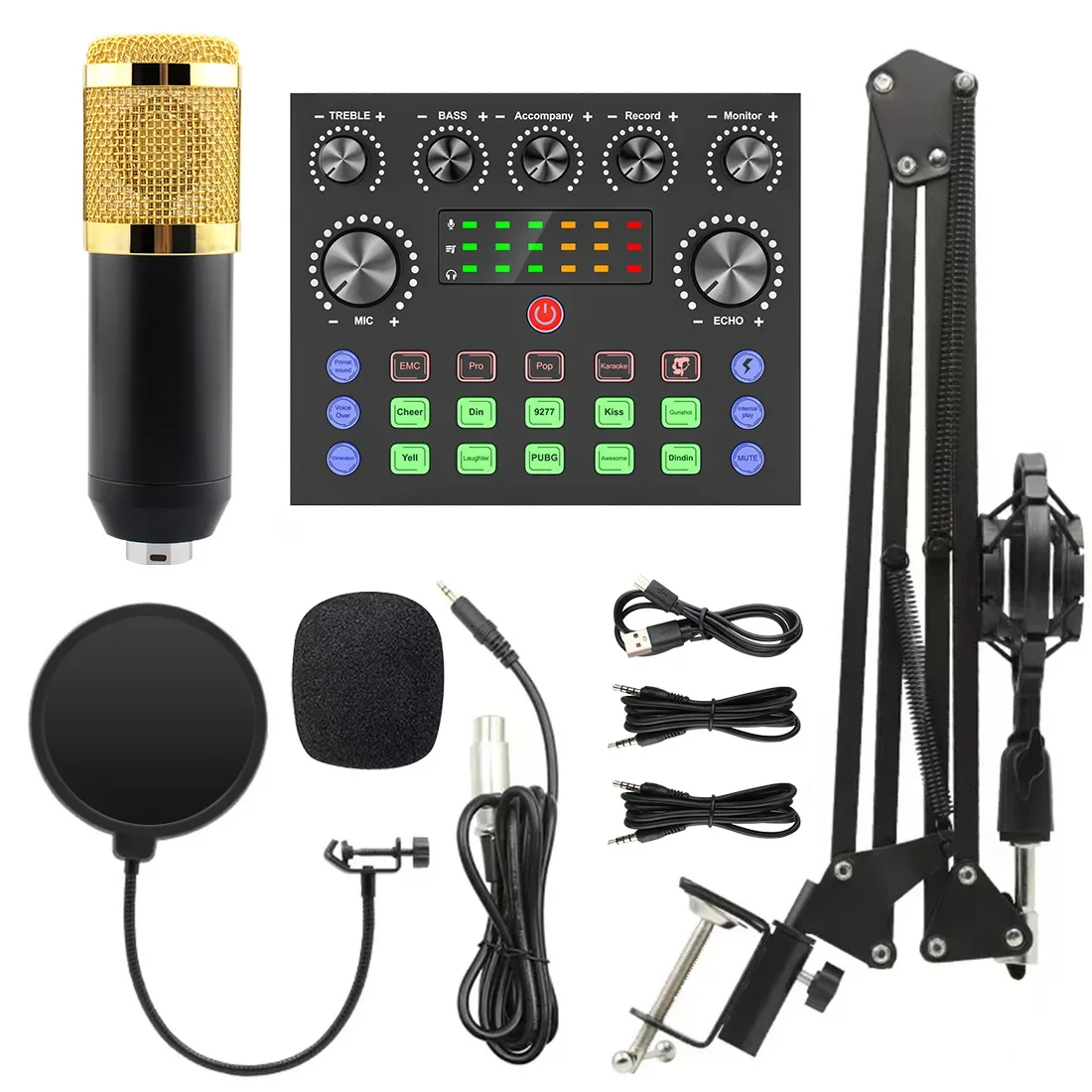 V8s Live Broadcast Sound Card Set Microphone For Mobile Computer Karaoke Full Set Equipment Fast Delivery